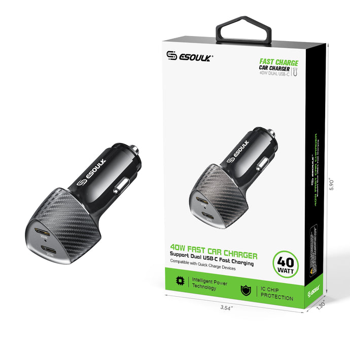40W Dual Type-C Port FAST CAR CHARGER