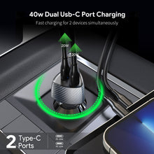 Load image into Gallery viewer, 40W Dual Type-C Port FAST CAR CHARGER
