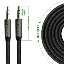 Load image into Gallery viewer, 10ft Nylon Fabric Tangle-Free Male To Male 3.5mm Auxiliary Cable
