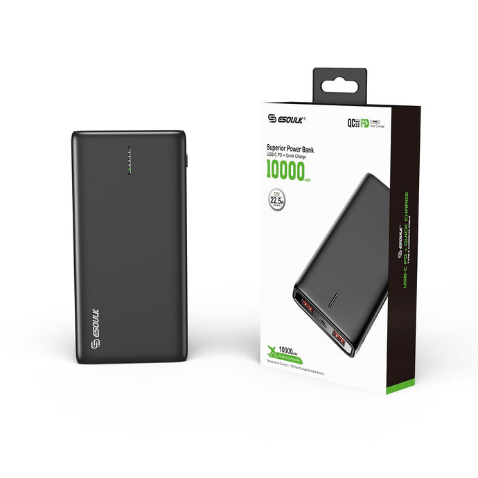 10000mAh PD20W+QC 22.5W Power Bank (2 USA-A/1 USB- C Output)